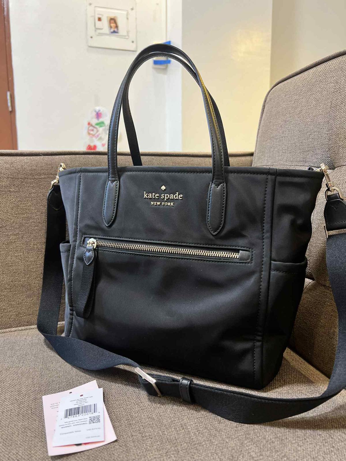 ORIG Preloved Kate Spade Chelsea Medium Satchel Black Nylon Bag