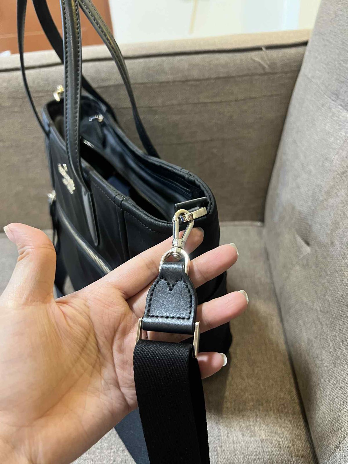 ORIG Preloved Kate Spade Chelsea Medium Satchel Black Nylon Bag