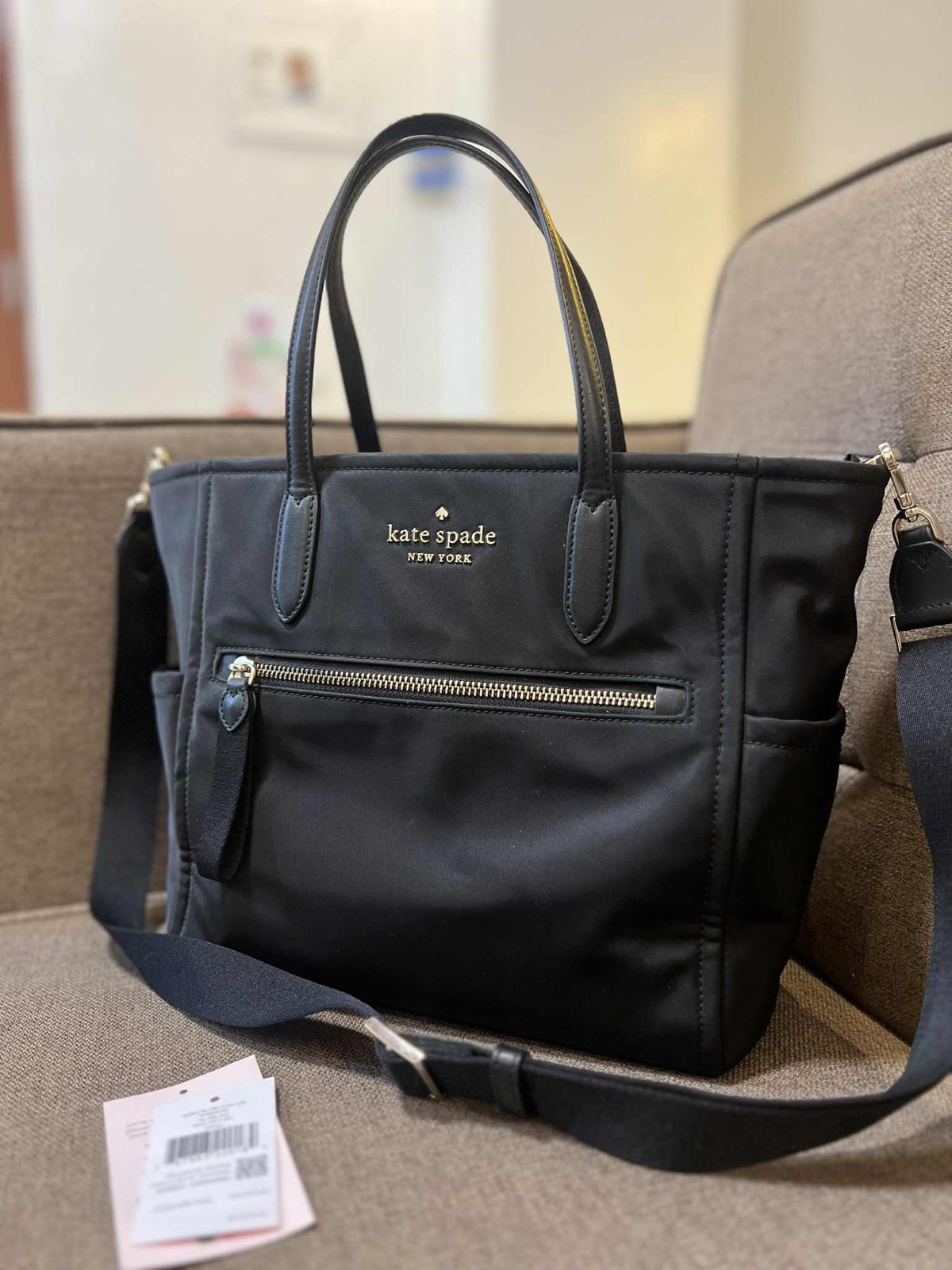 ORIG Preloved Kate Spade Chelsea Medium Satchel Black Nylon Bag