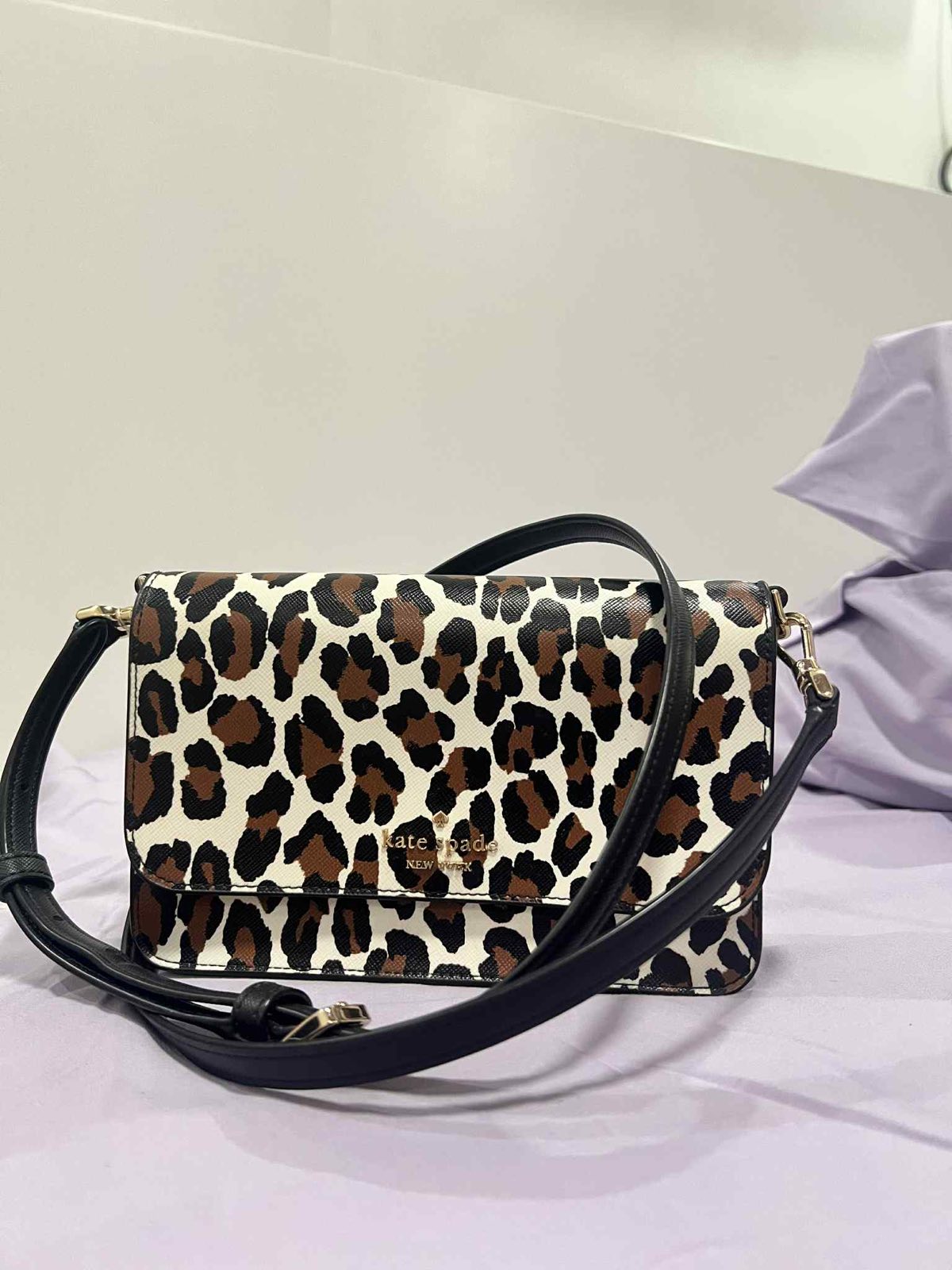 ORIG Preloved Kate Spade  Madison Spotted Leopard Willow Mini Flap Crossbody Bag