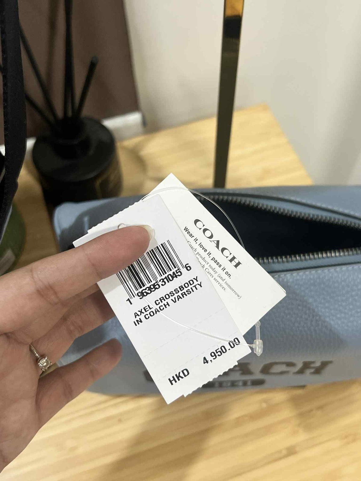 ORIG Preloved COACH Axel Crossbody With Varsity with small wallet Blue Men Bag