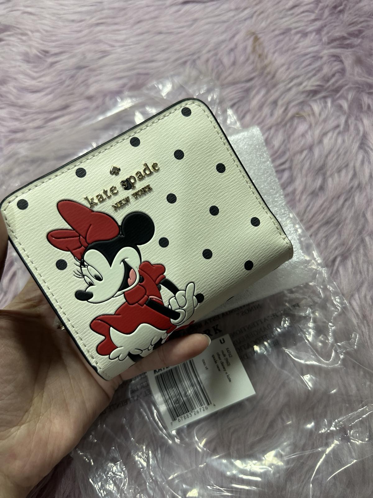 ORIG & IMPORTED Kate Spade Disney Minnie Mouse Zip Around White Wallet