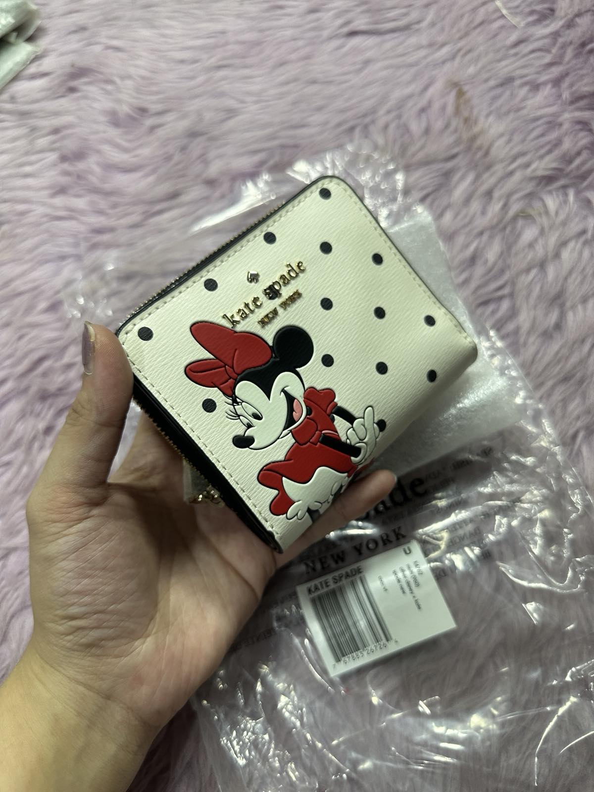 ORIG & IMPORTED Kate Spade Disney Minnie Mouse Zip Around White Wallet