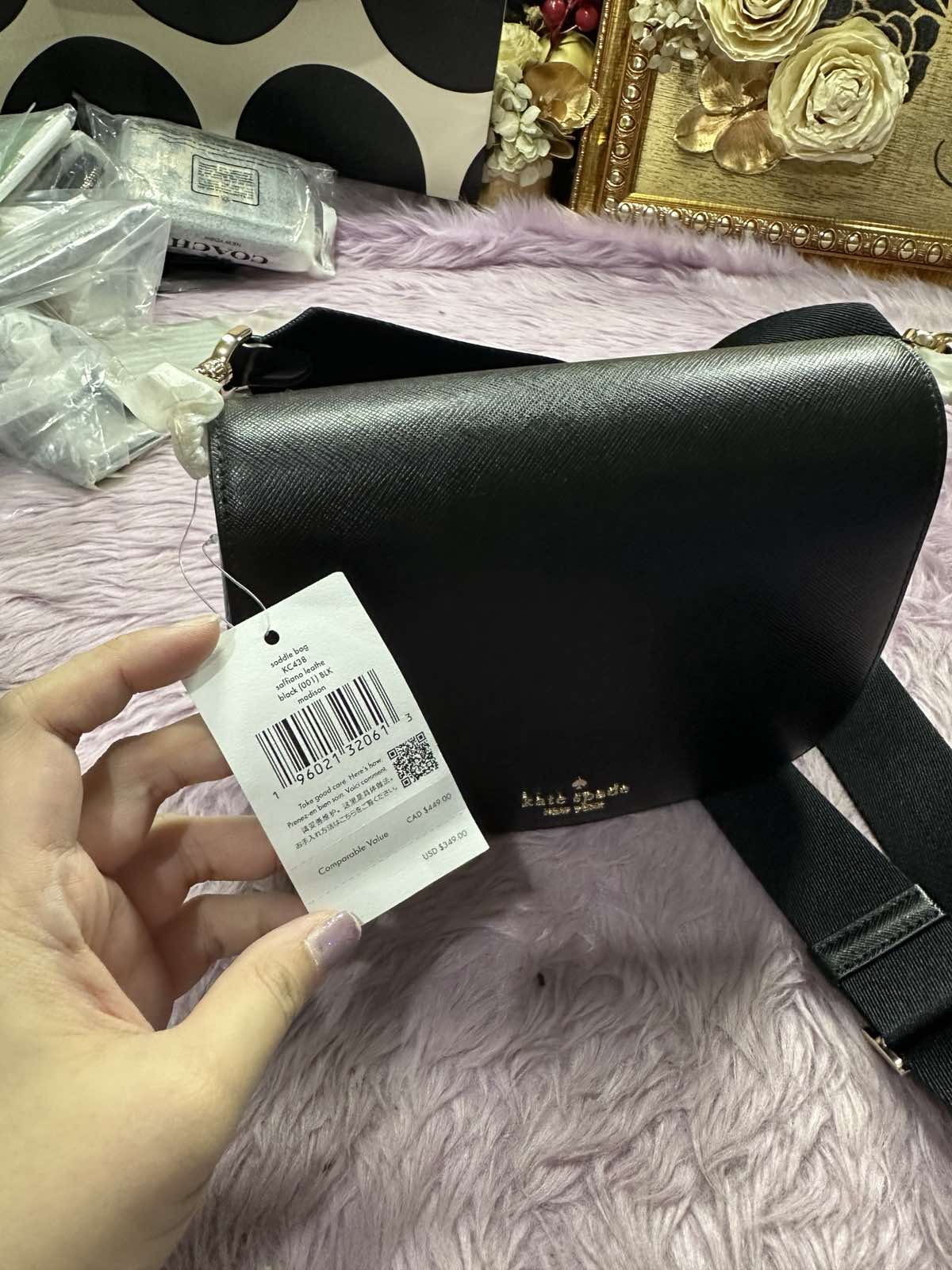 ORIG & IMPORTED Kate Spade Madison Saffiano Leather Saddle Black Bag