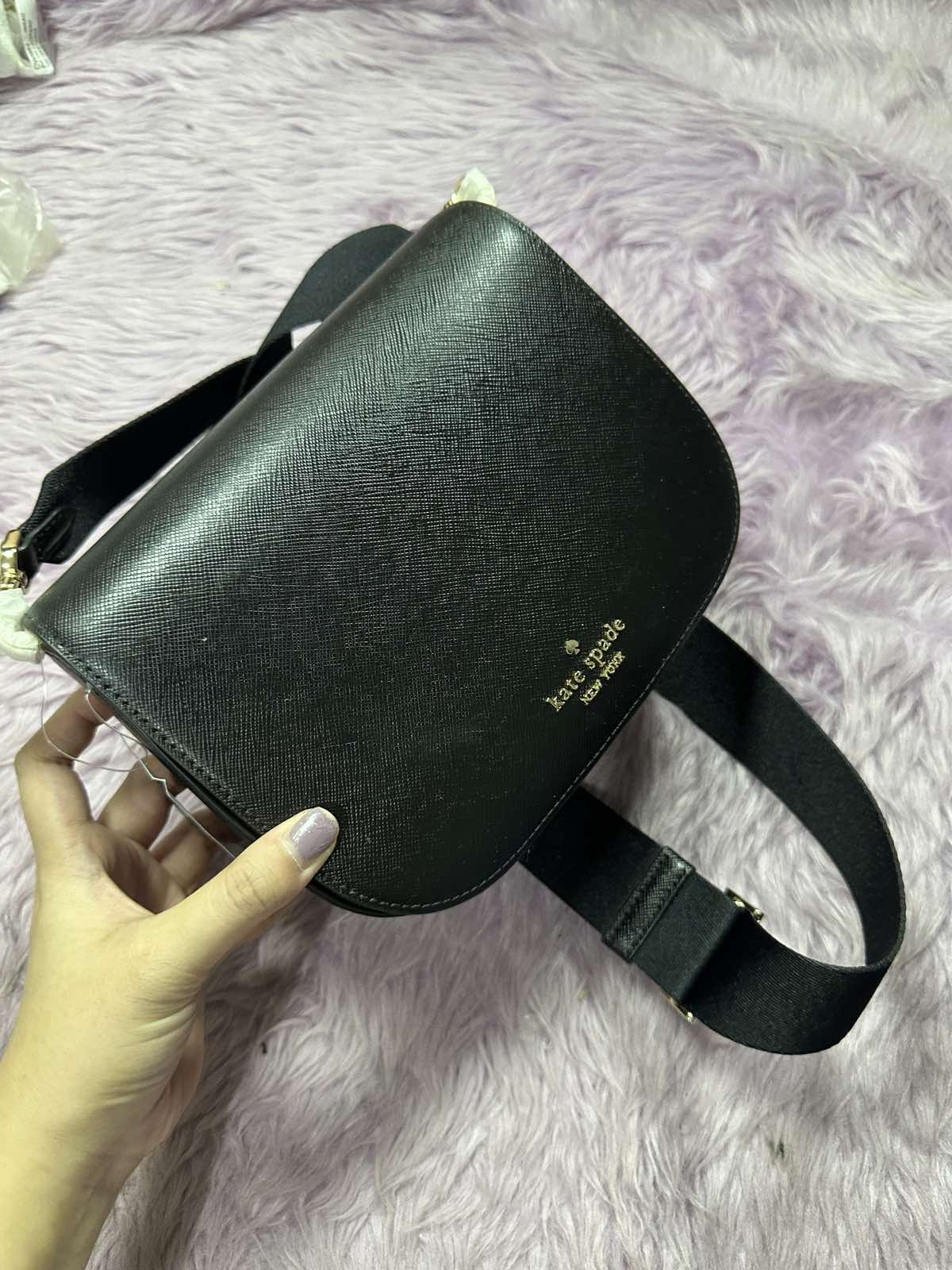 ORIG & IMPORTED Kate Spade Madison Saffiano Leather Saddle Black Bag