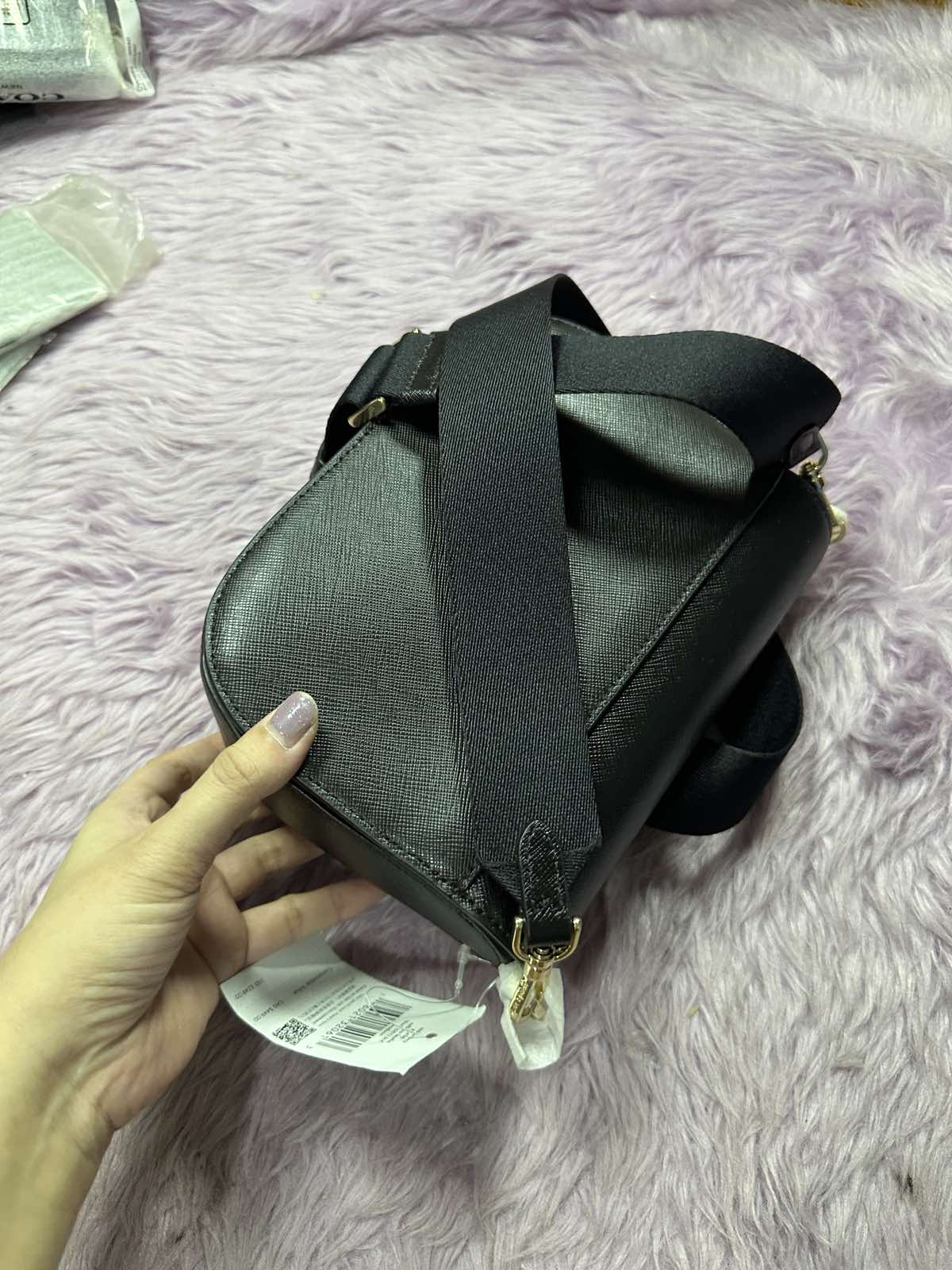 ORIG & IMPORTED Kate Spade Madison Saffiano Leather Saddle Black Bag