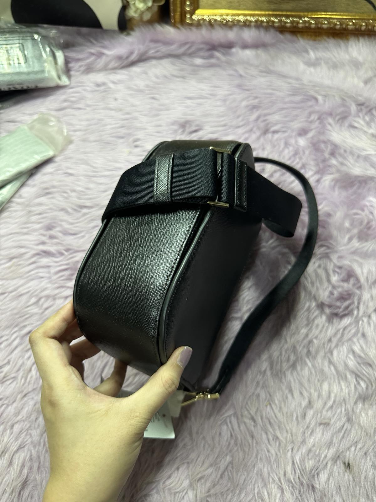 ORIG & IMPORTED Kate Spade Madison Saffiano Leather Saddle Black Bag