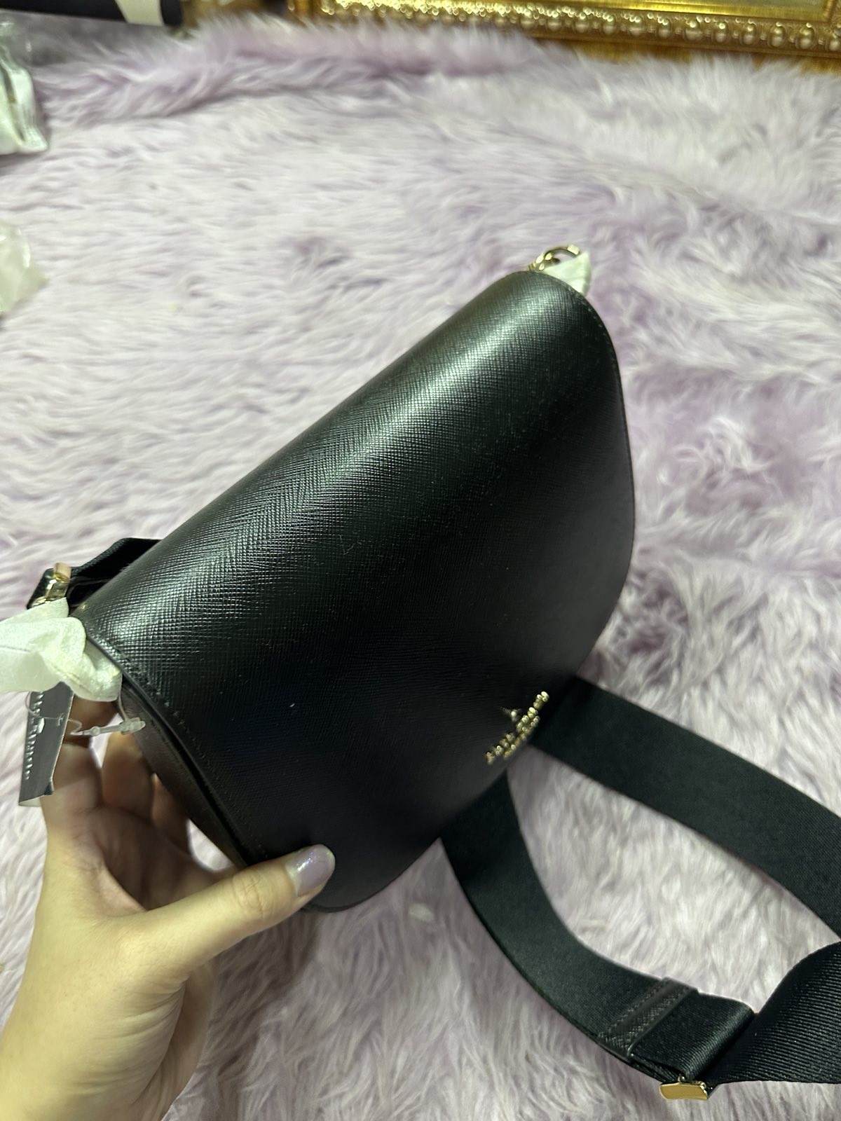 ORIG & IMPORTED Kate Spade Madison Saffiano Leather Saddle Black Bag