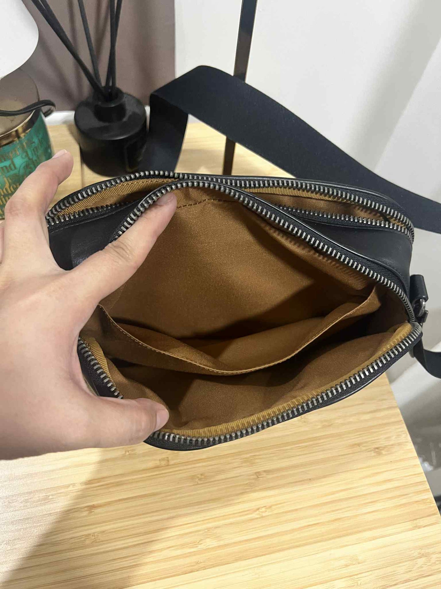 ORIG Preloved Coach Graham Crossbody In Signature Canvas Khaki Black Men Bag