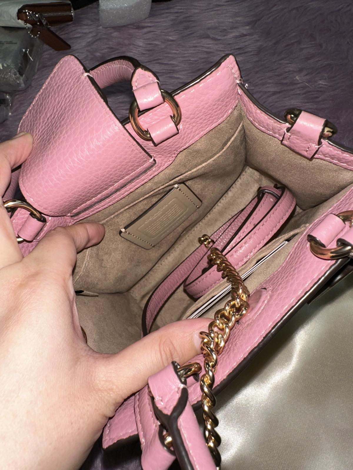 ORIG Preloved Coach Mini Pepper Crossbody With Heart Petal Print Small White Bag