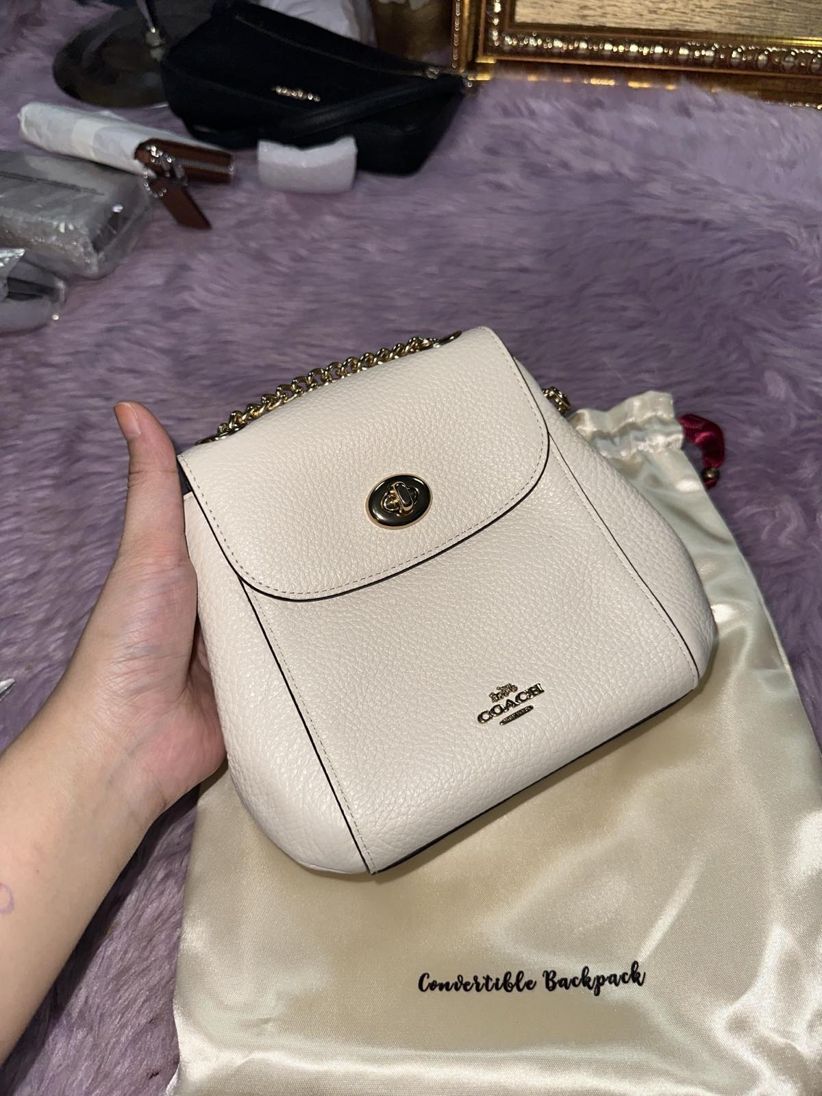 ORIG Preloved RARE Coach Convertible Backpack Small White Bag