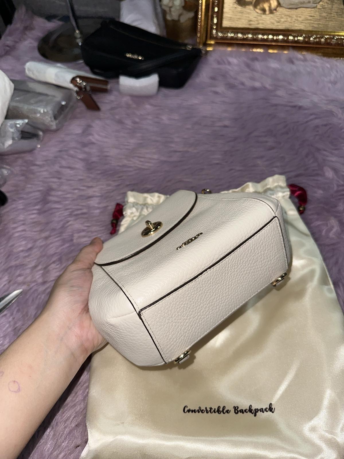 ORIG Preloved RARE Coach Convertible Backpack Small White Bag