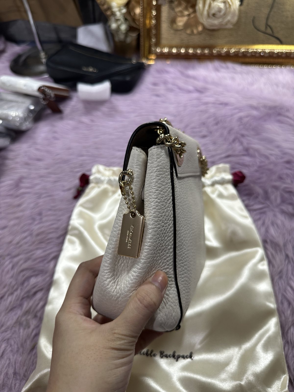 ORIG Preloved RARE Coach Convertible Backpack Small White Bag