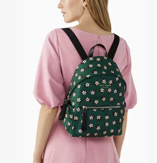 ORIG Preloved KateSpade Chelsea Nylon Green Floral Medium Bag