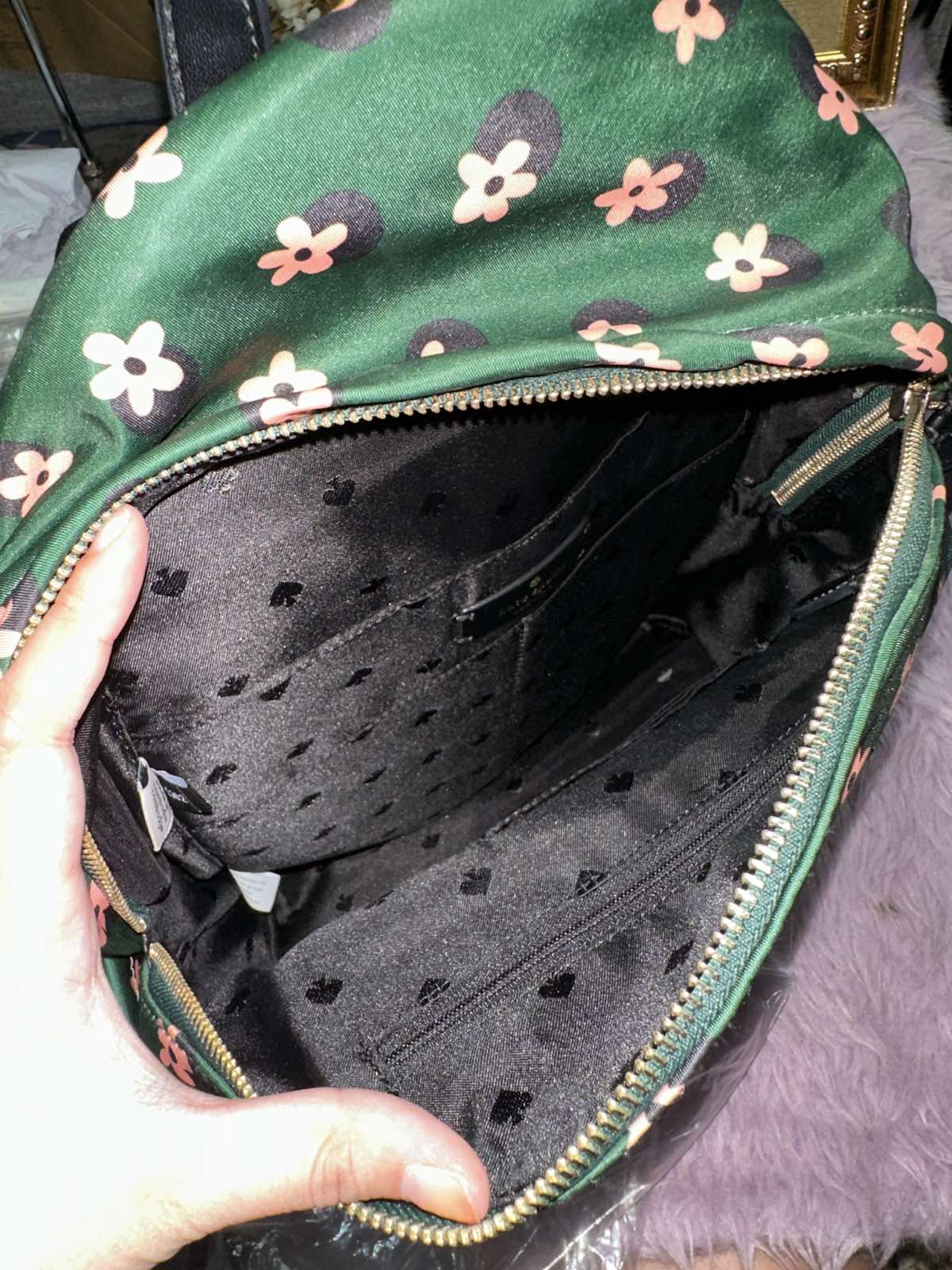 ORIG Preloved KateSpade Chelsea Nylon Green Floral Medium Bag