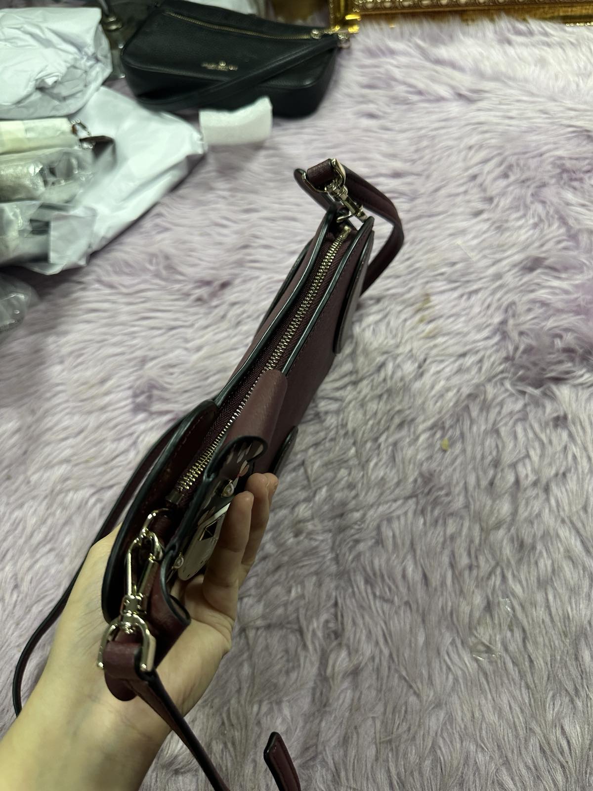 ORIG Preloved KateSpade Floral Pup Dog Crossbody Red Bag Cherrywood