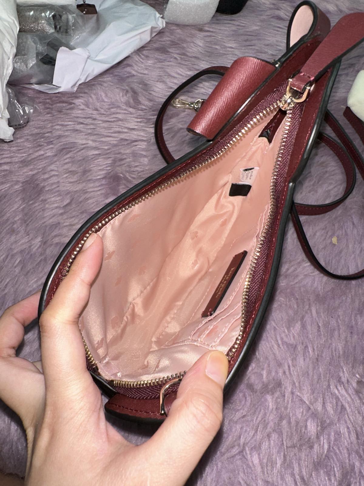 ORIG Preloved KateSpade Floral Pup Dog Crossbody Red Bag Cherrywood