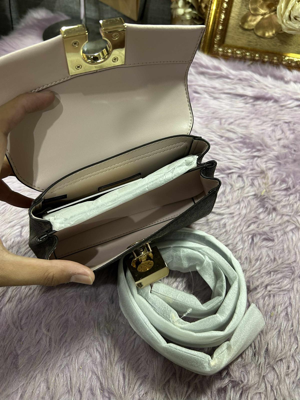 ORIG & IMPORTED Michael Kors MK Lita Crossbody Bag Pink/Brown Small Bag