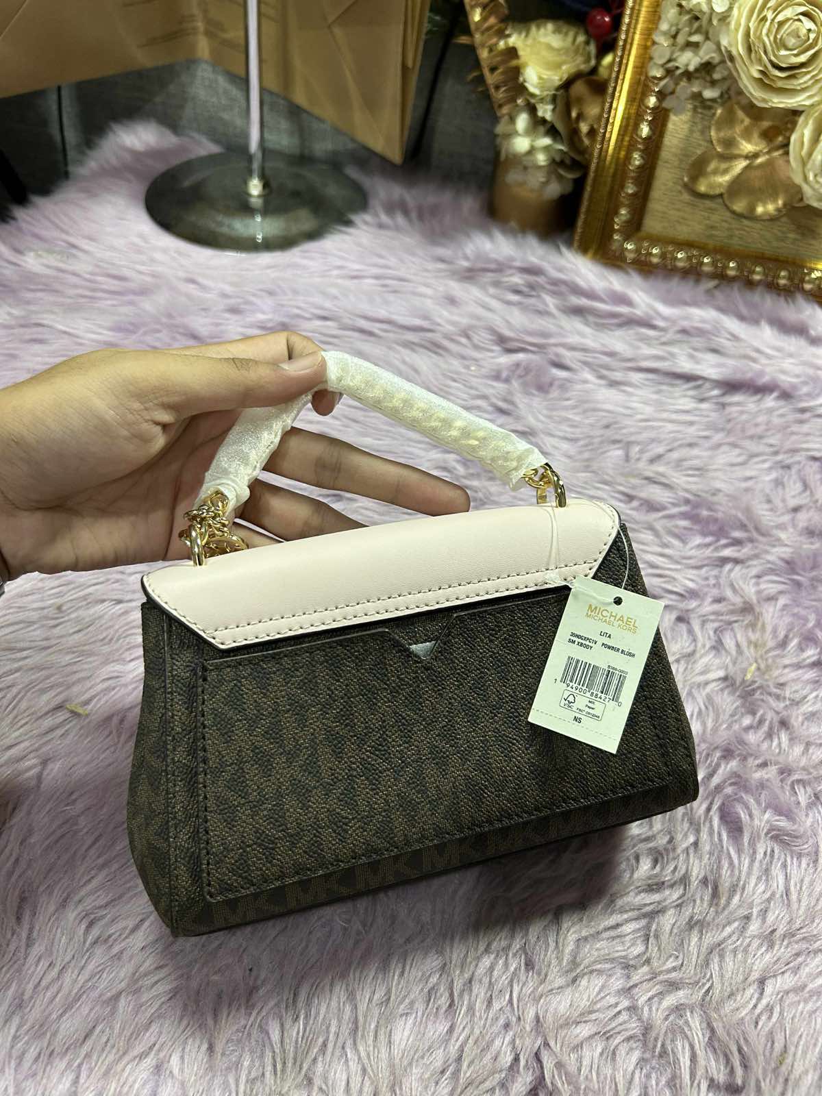 ORIG & IMPORTED Michael Kors MK Lita Crossbody Bag Pink/Brown Small Bag