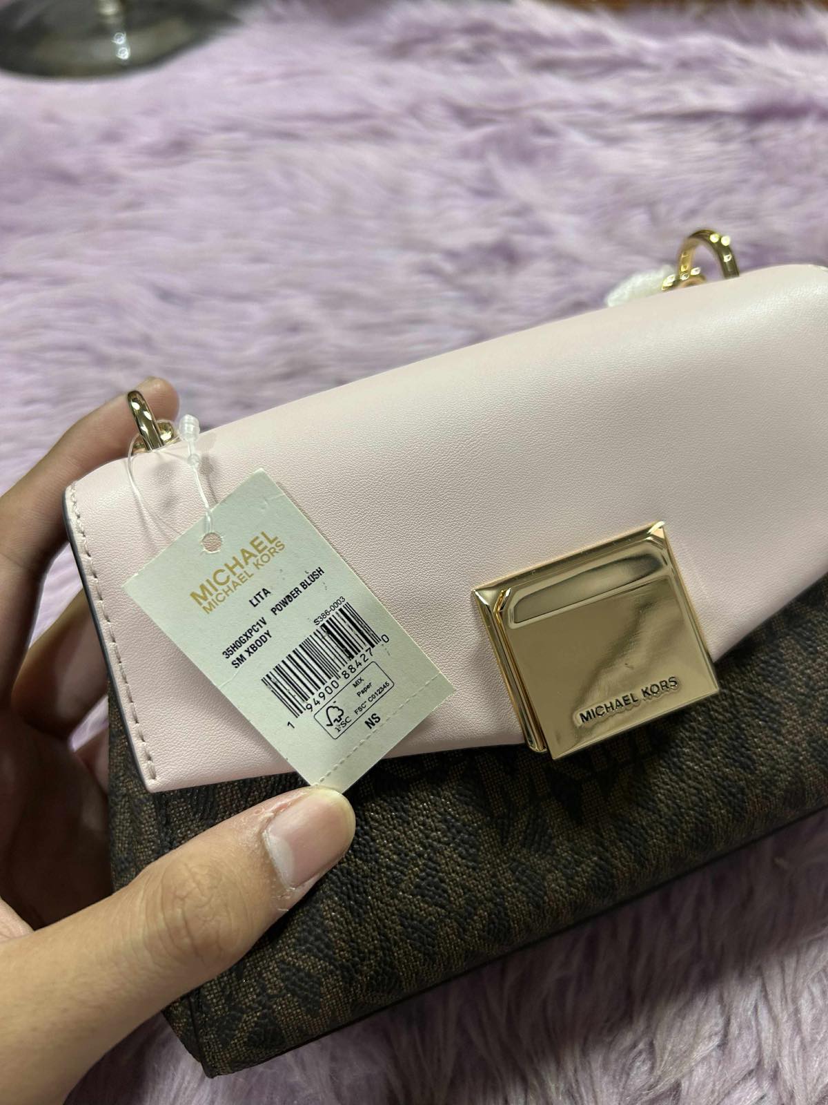 ORIG & IMPORTED Michael Kors MK Lita Crossbody Bag Pink/Brown Small Bag