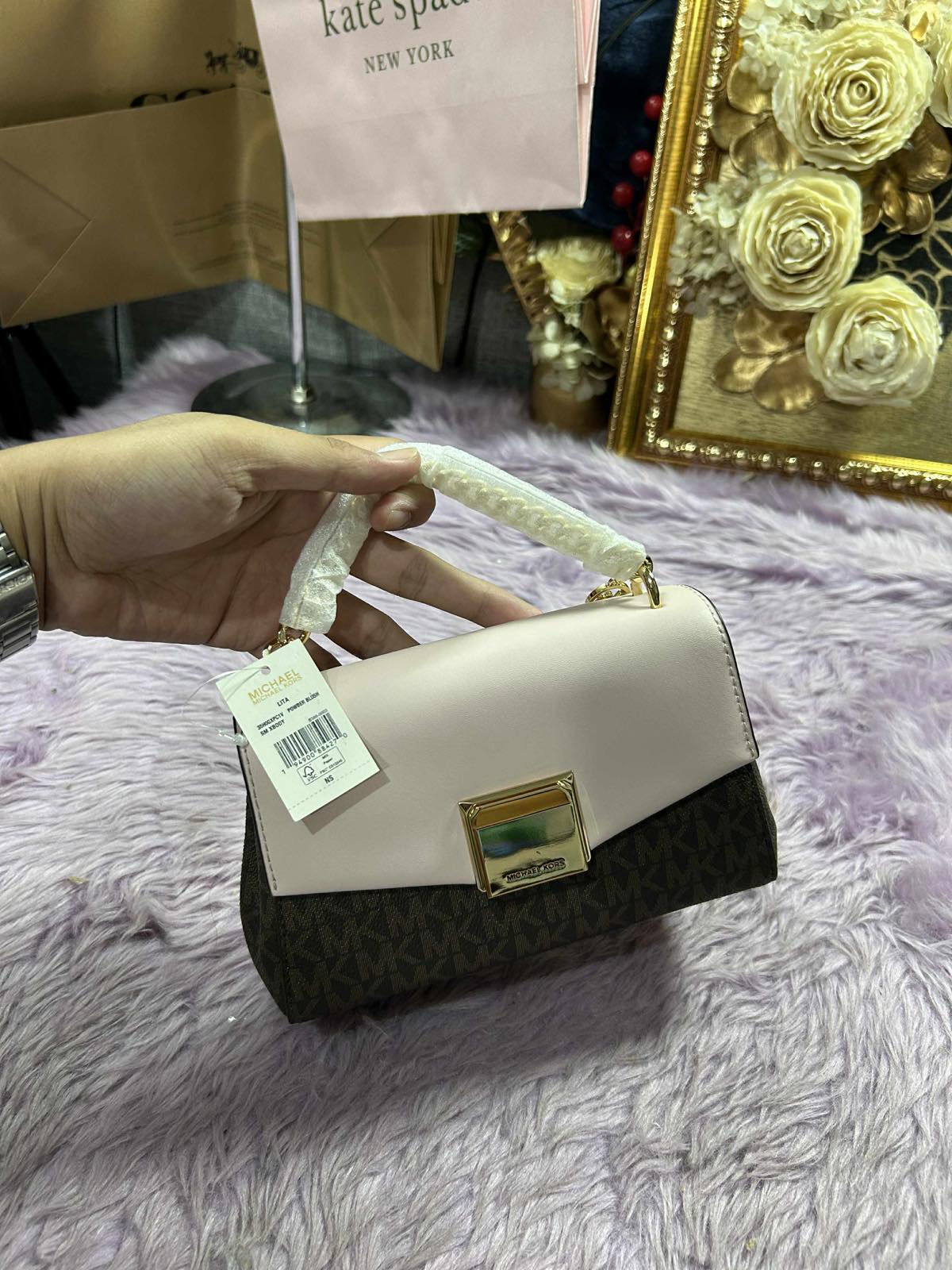 ORIG & IMPORTED Michael Kors MK Lita Crossbody Bag Pink/Brown Small Bag