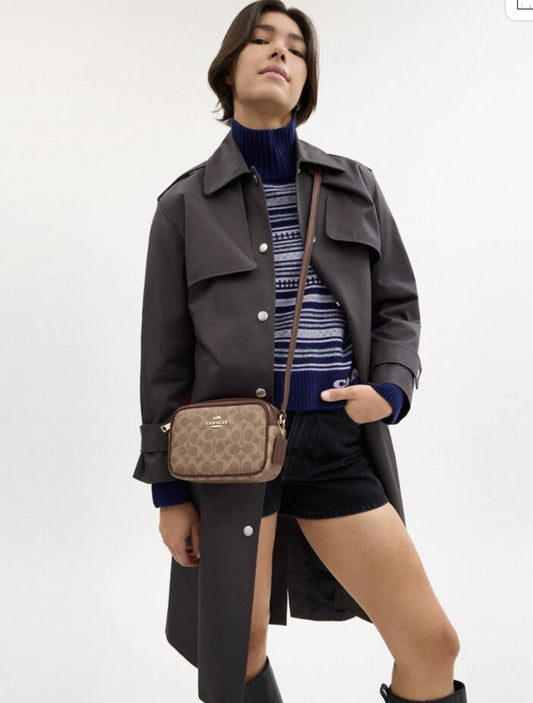 ORIG & IMPORTED Coach Mini Jamie Camera Bag In Signature Canvas Brown Tan