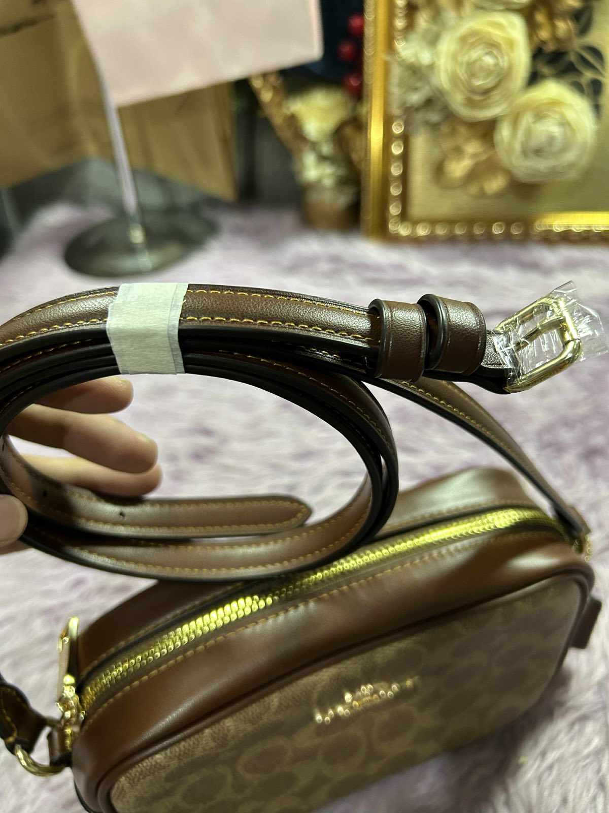 ORIG & IMPORTED Coach Mini Jamie Camera Bag In Signature Canvas Brown Tan