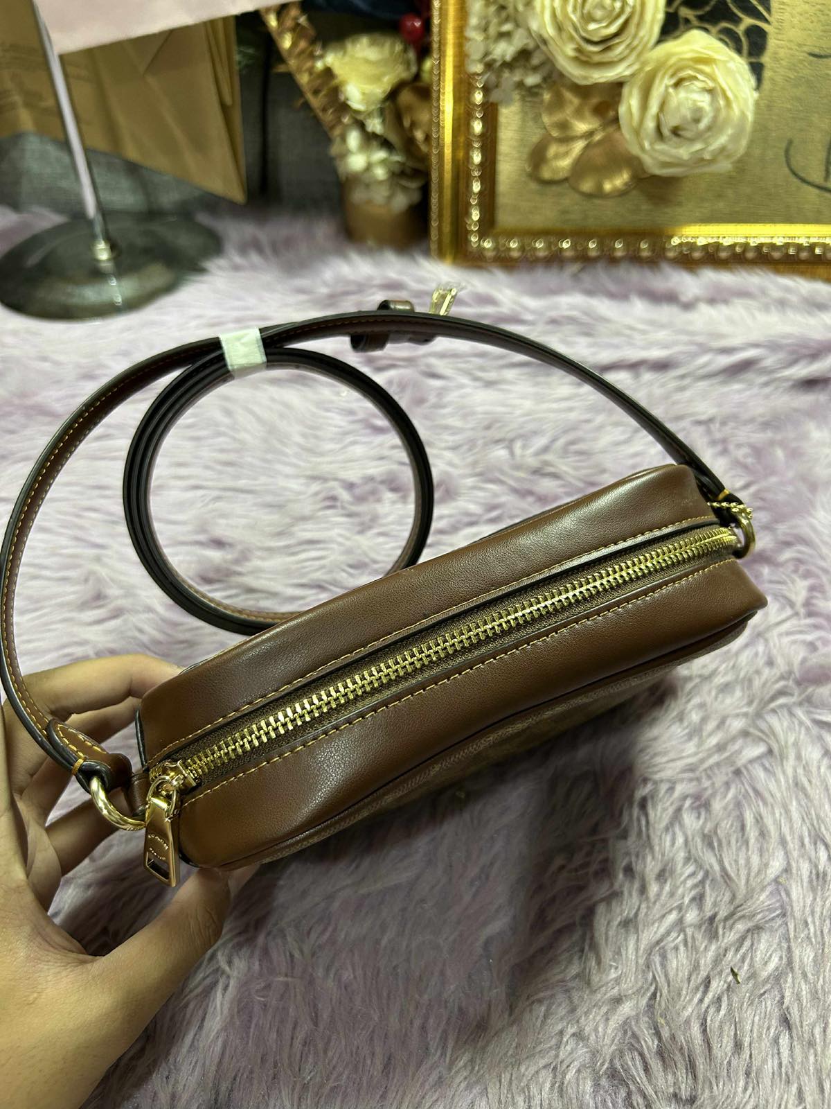 ORIG & IMPORTED Coach Mini Jamie Camera Bag In Signature Canvas Brown Tan