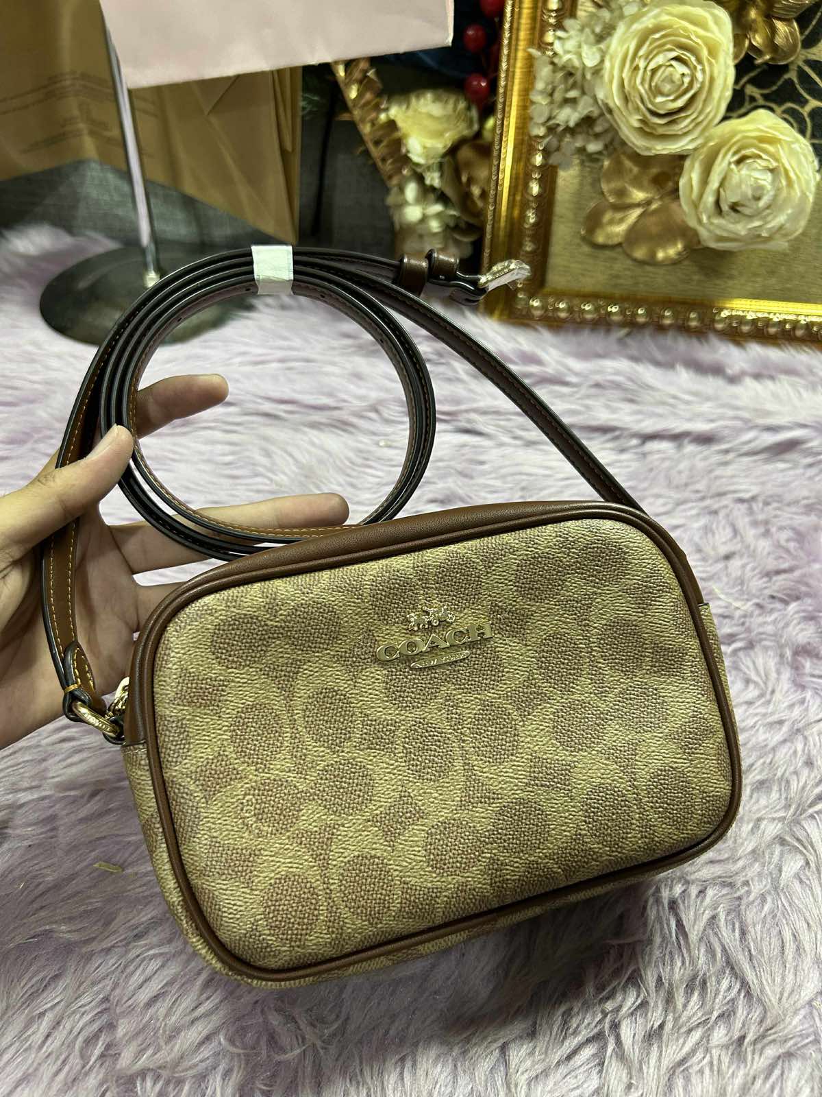 ORIG & IMPORTED Coach Mini Jamie Camera Bag In Signature Canvas Brown Tan