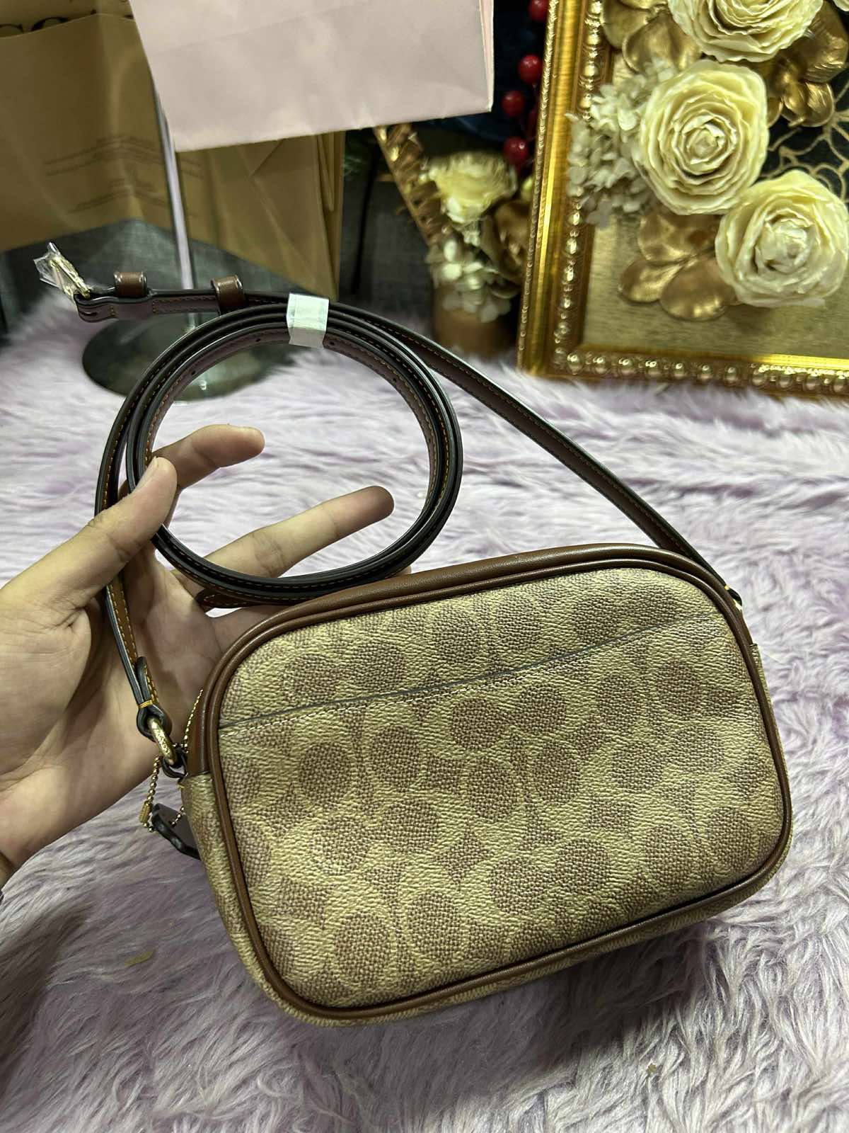 ORIG & IMPORTED Coach Mini Jamie Camera Bag In Signature Canvas Brown Tan