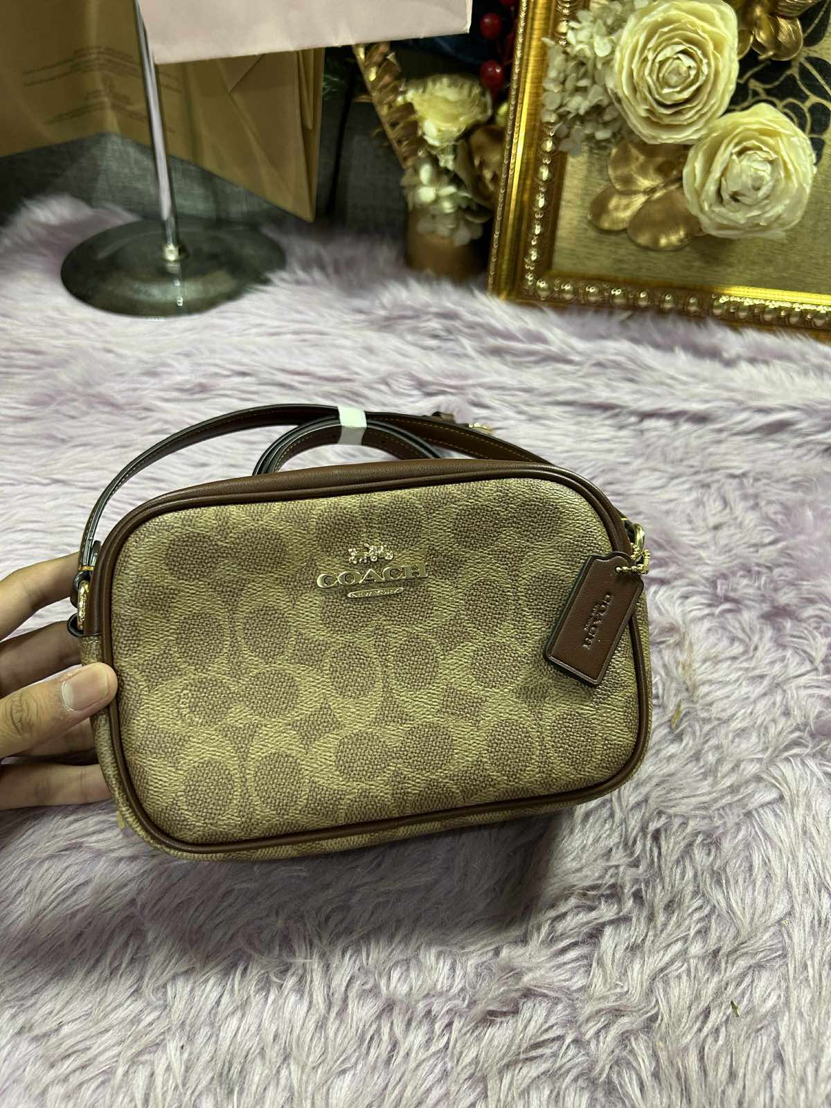 ORIG & IMPORTED Coach Mini Jamie Camera Bag In Signature Canvas Brown Tan