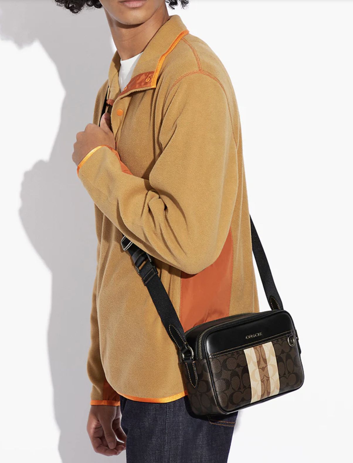 ORIG Preloved Coach Graham Crossbody Men Bag In Blocked Signature Canvas