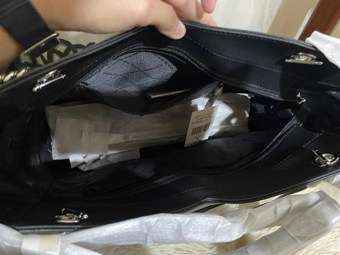 ORIG & IMPORTED Michael Kors Large Chain Shoulder Tote Black Bag