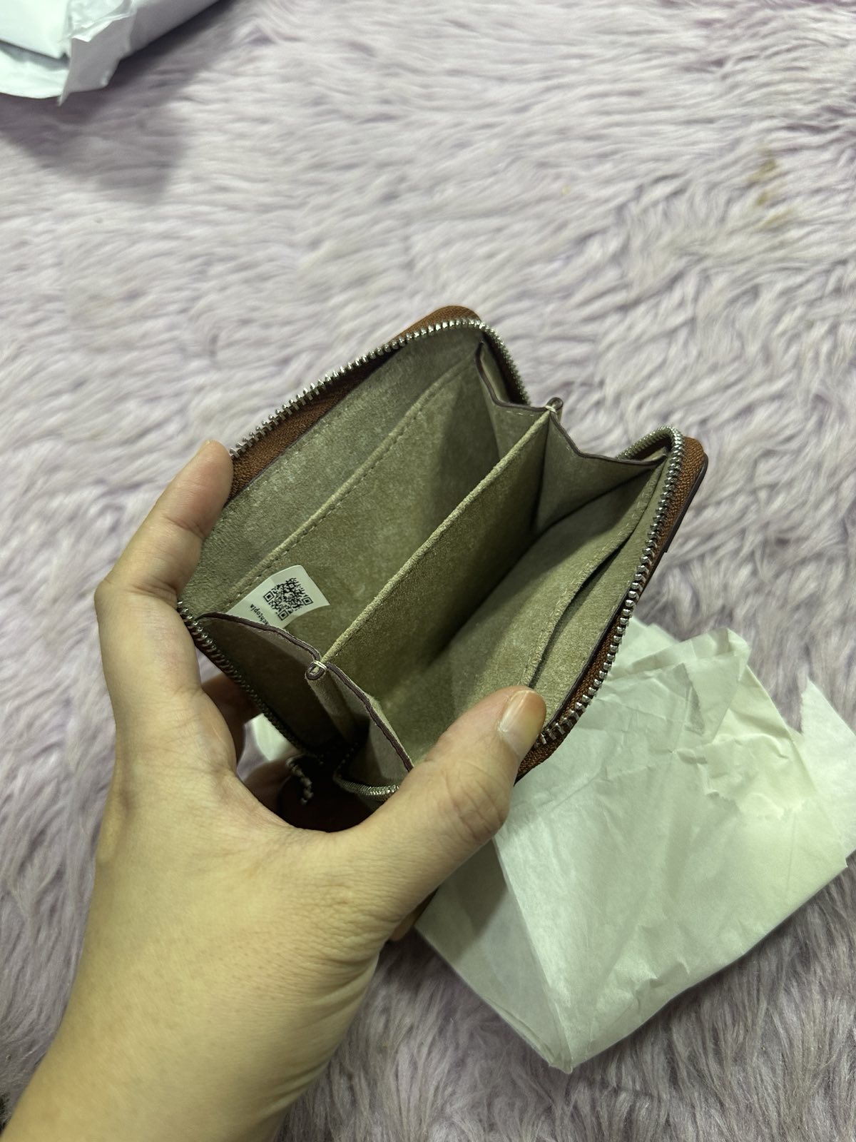 ORIG & IMPORTED Retail Coach Zip Around Black Wallet In Wavy Stripe Upcrafted Leather