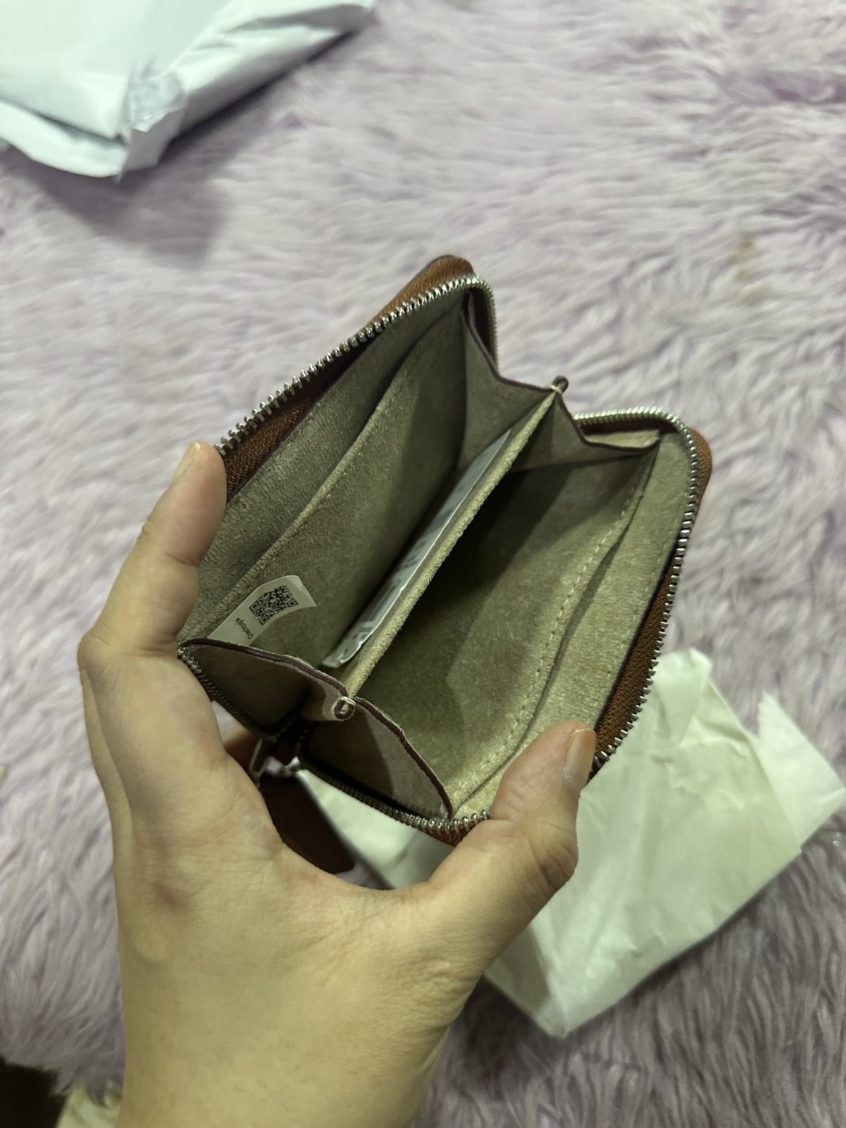 ORIG & IMPORTED Retail Coach Zip Around Black Wallet In Wavy Stripe Upcrafted Leather