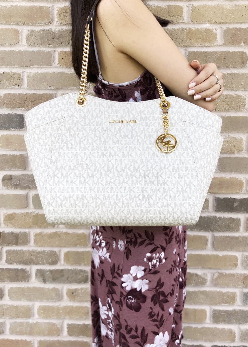 ORIG & IMPORTED Michael Kors MK Jet Set Large Vanilla White Tote Bag