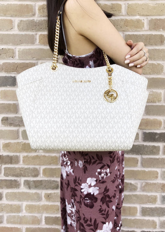 ORIG & IMPORTED Michael Kors MK Jet Set Large Vanilla White Tote Bag