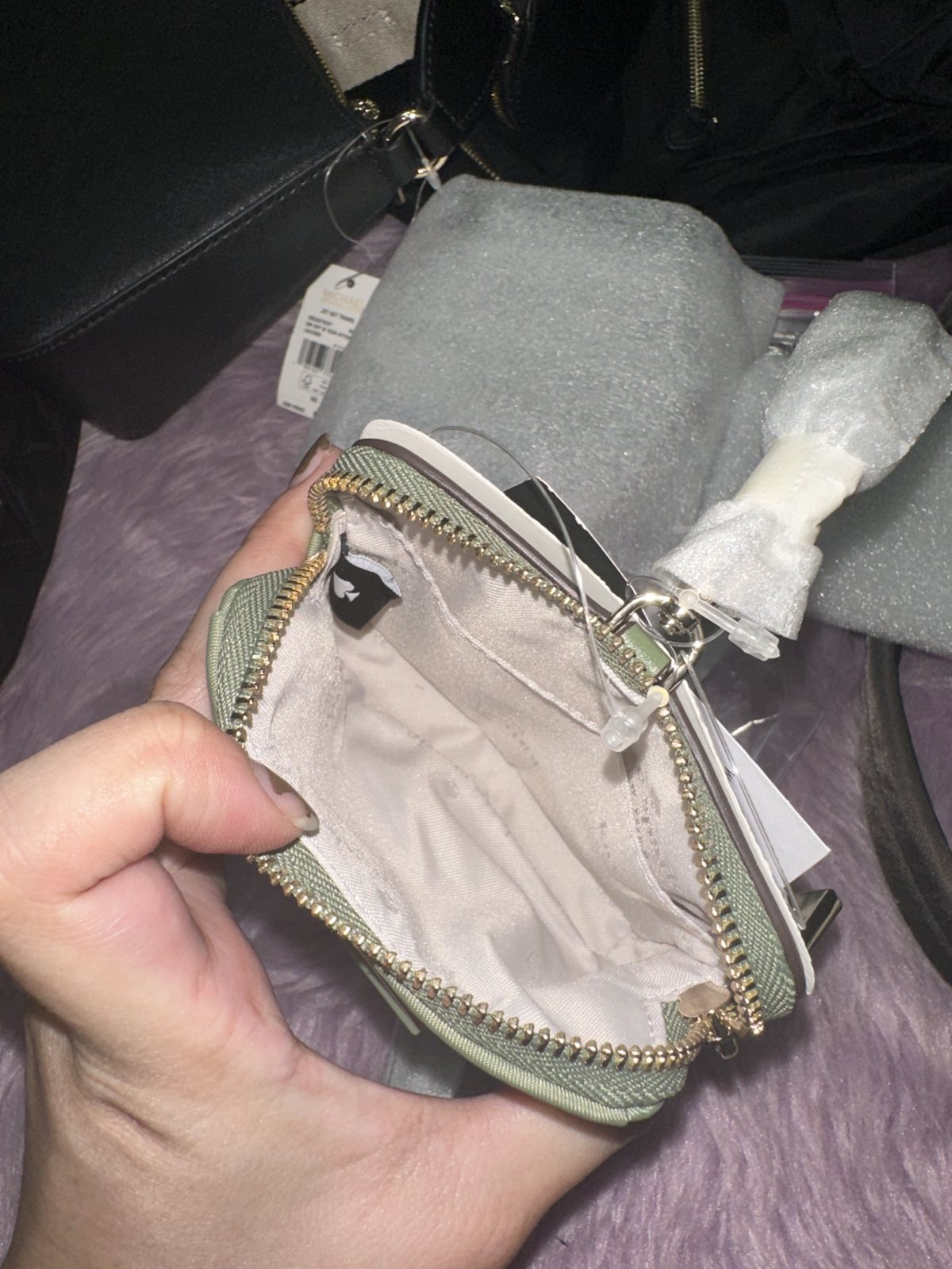 ORIG & IMPORTED KateSpade KS Carter Nylon Card Case Lanyard Green Small Wallet