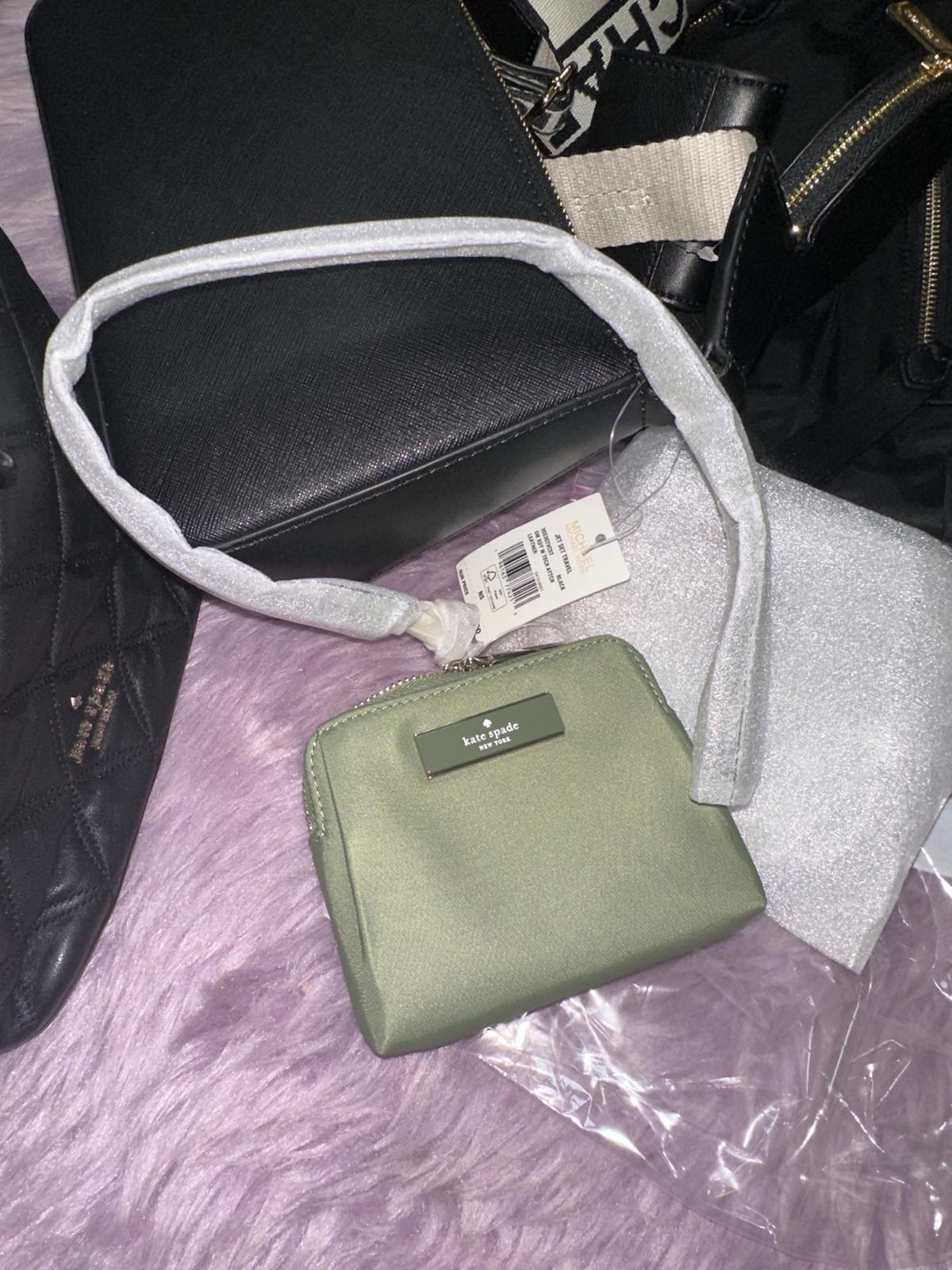 ORIG & IMPORTED KateSpade KS Carter Nylon Card Case Lanyard Green Small Wallet