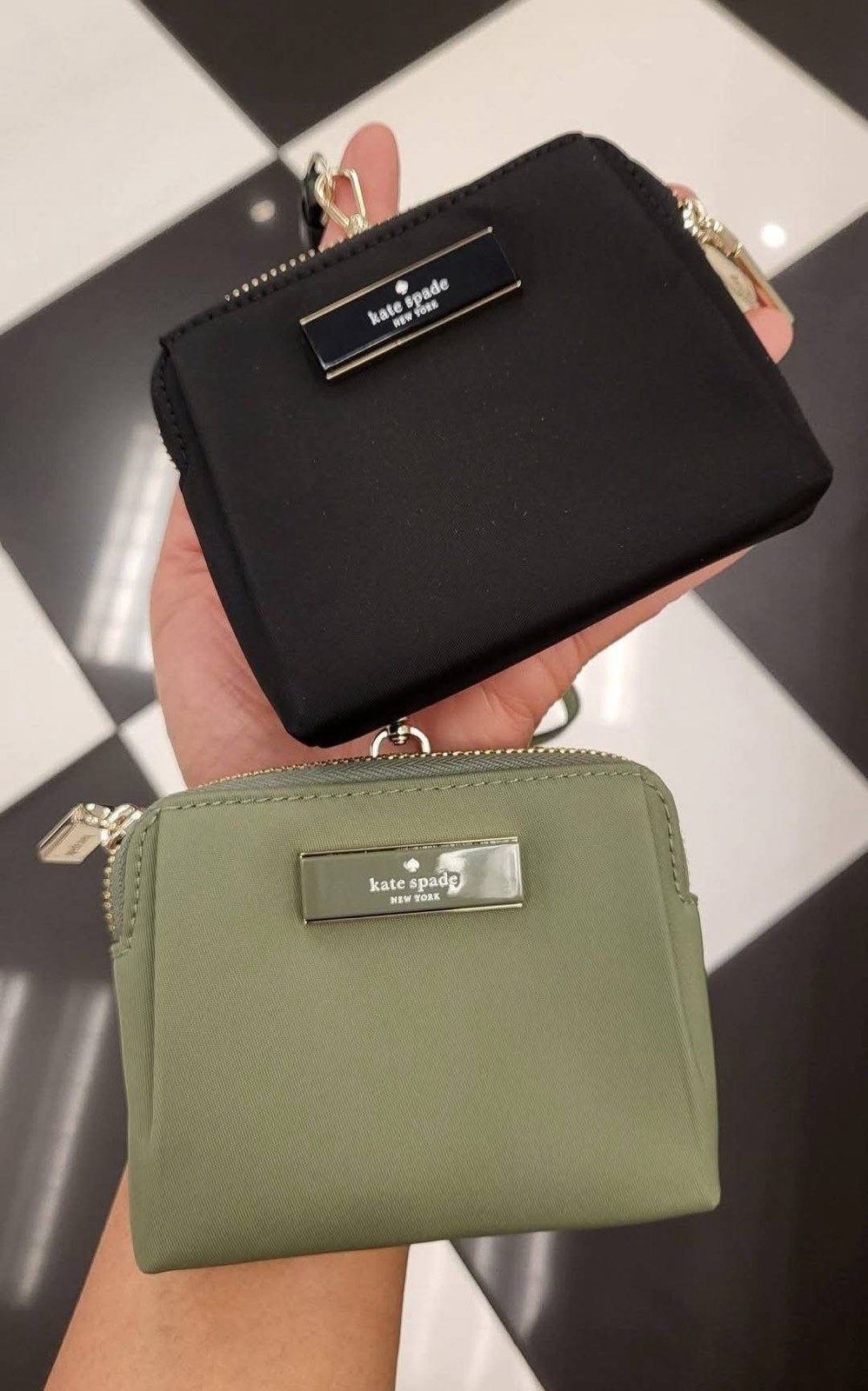 ORIG & IMPORTED KateSpade KS Carter Nylon Card Case Lanyard Green Small Wallet