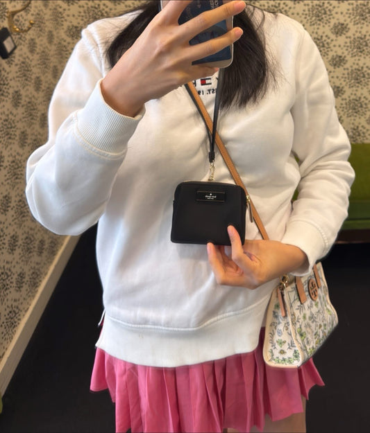 ORIG & IMPORTED KateSpade KS Carter Nylon Card Case Lanyard Green Small Wallet