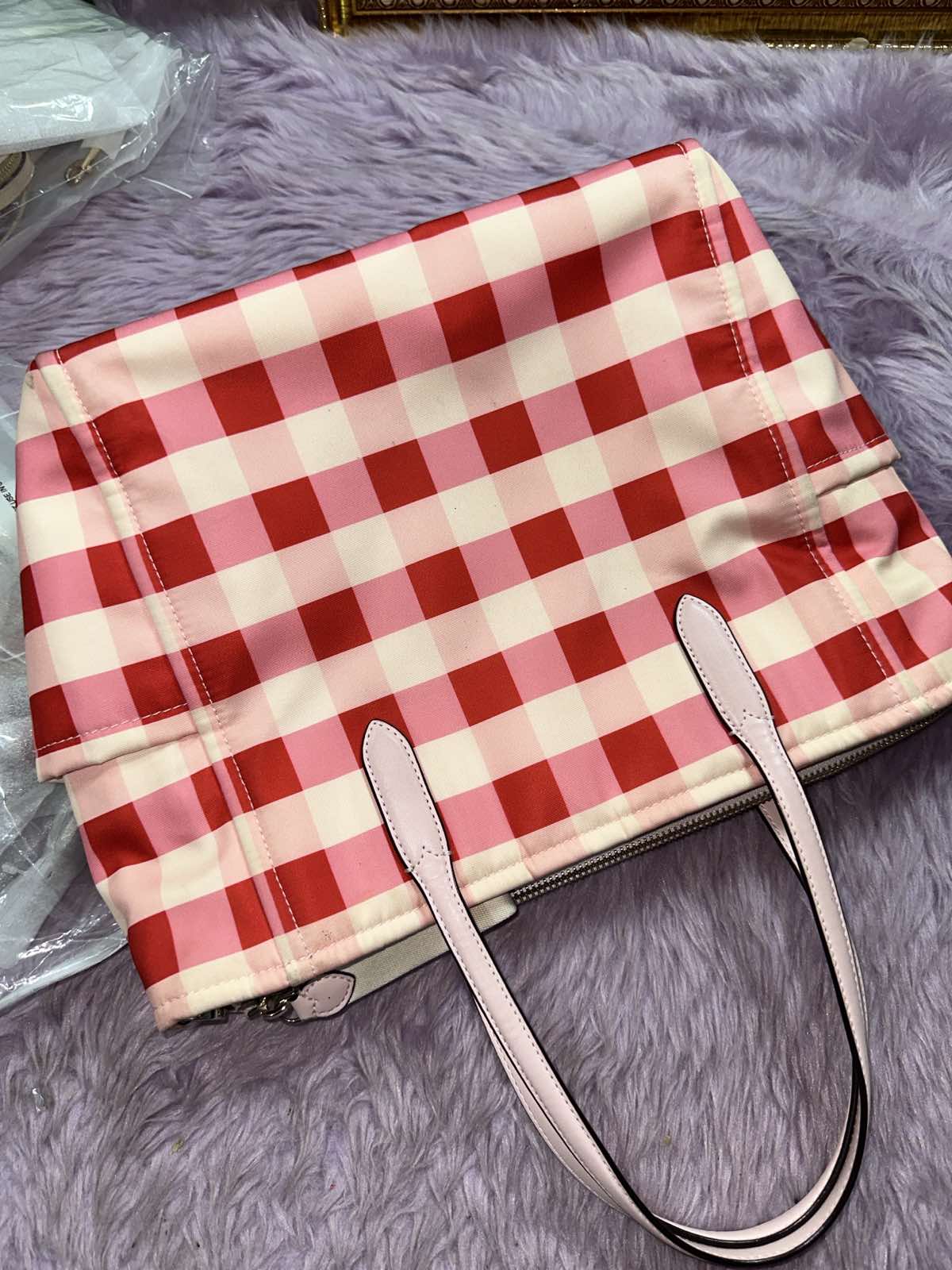 ORIG Preloved Kate Spade KS Chelsea Gingham Medium Satchel Nylon Pink Bag