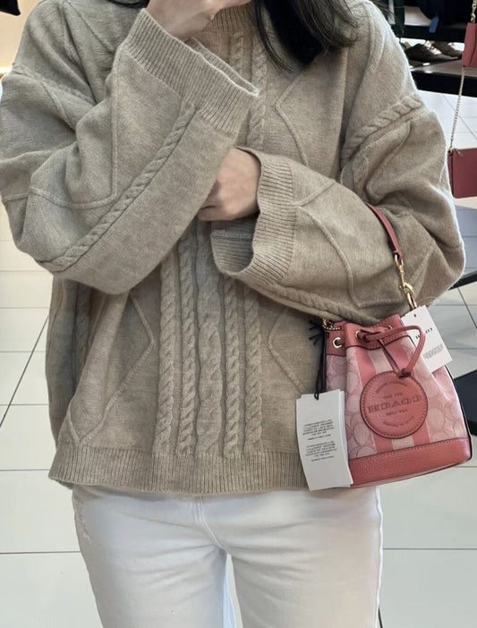 ORIG & IMPORTED Coach Mini Dempsey Bucket Bag Pink Signature Jacquard