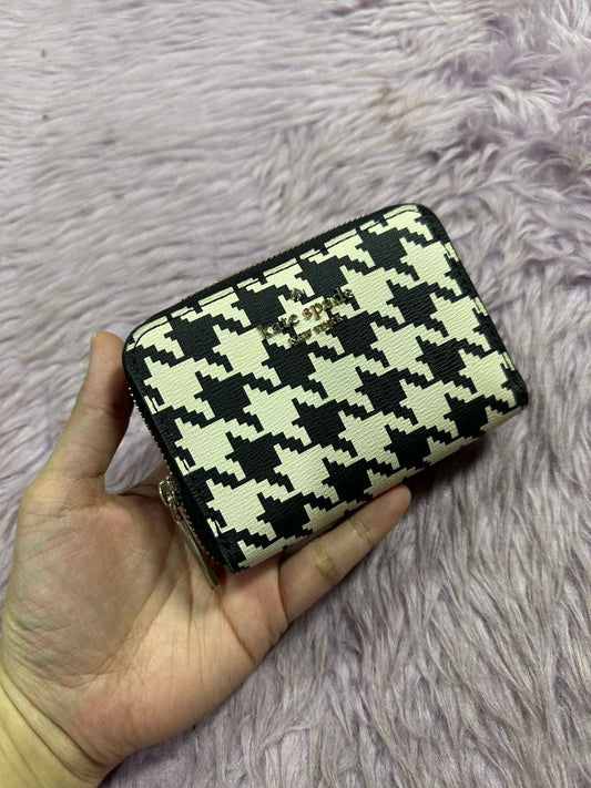 ORIG Preloved Kate Spade KS Darcy Small Zip Card Case Small Coin Card Wallet Black/White