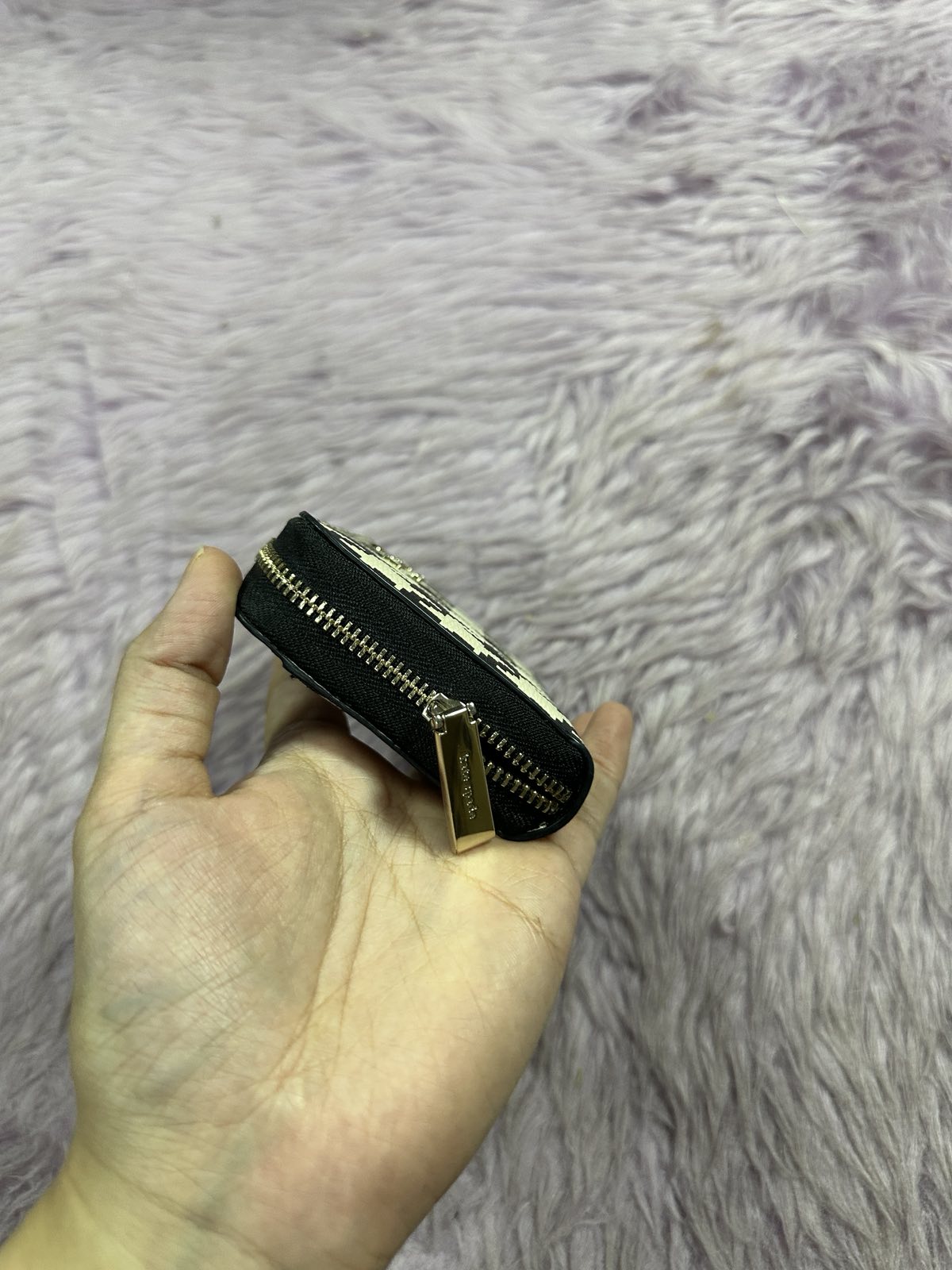 ORIG Preloved Kate Spade KS Darcy Small Zip Card Case Small Coin Card Wallet Black/White