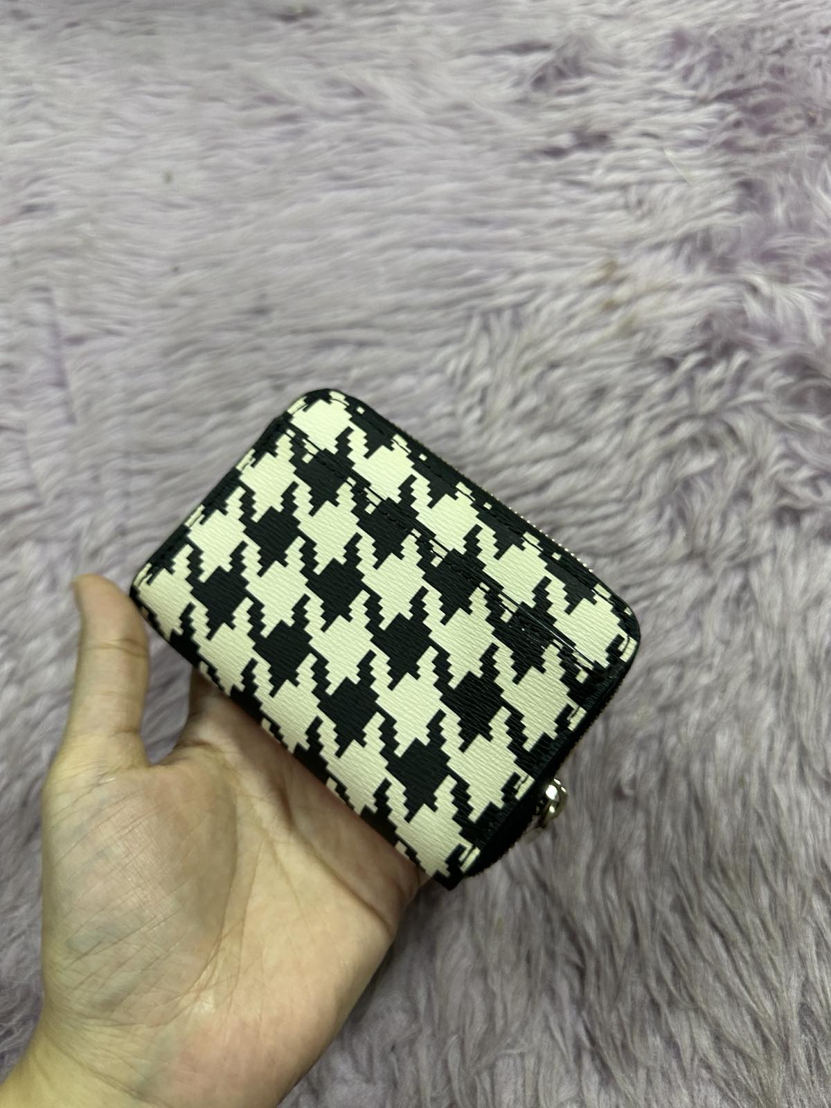 ORIG Preloved Kate Spade KS Darcy Small Zip Card Case Small Coin Card Wallet Black/White