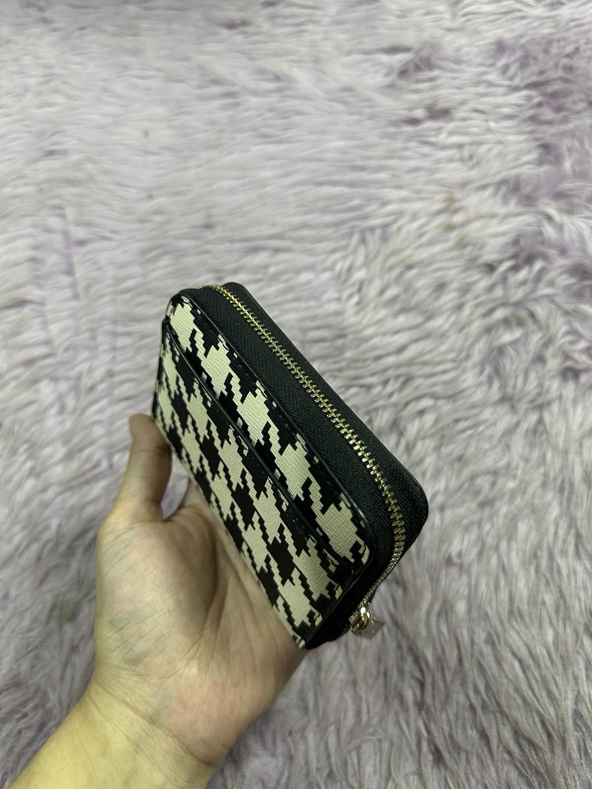 ORIG Preloved Kate Spade KS Darcy Small Zip Card Case Small Coin Card Wallet Black/White