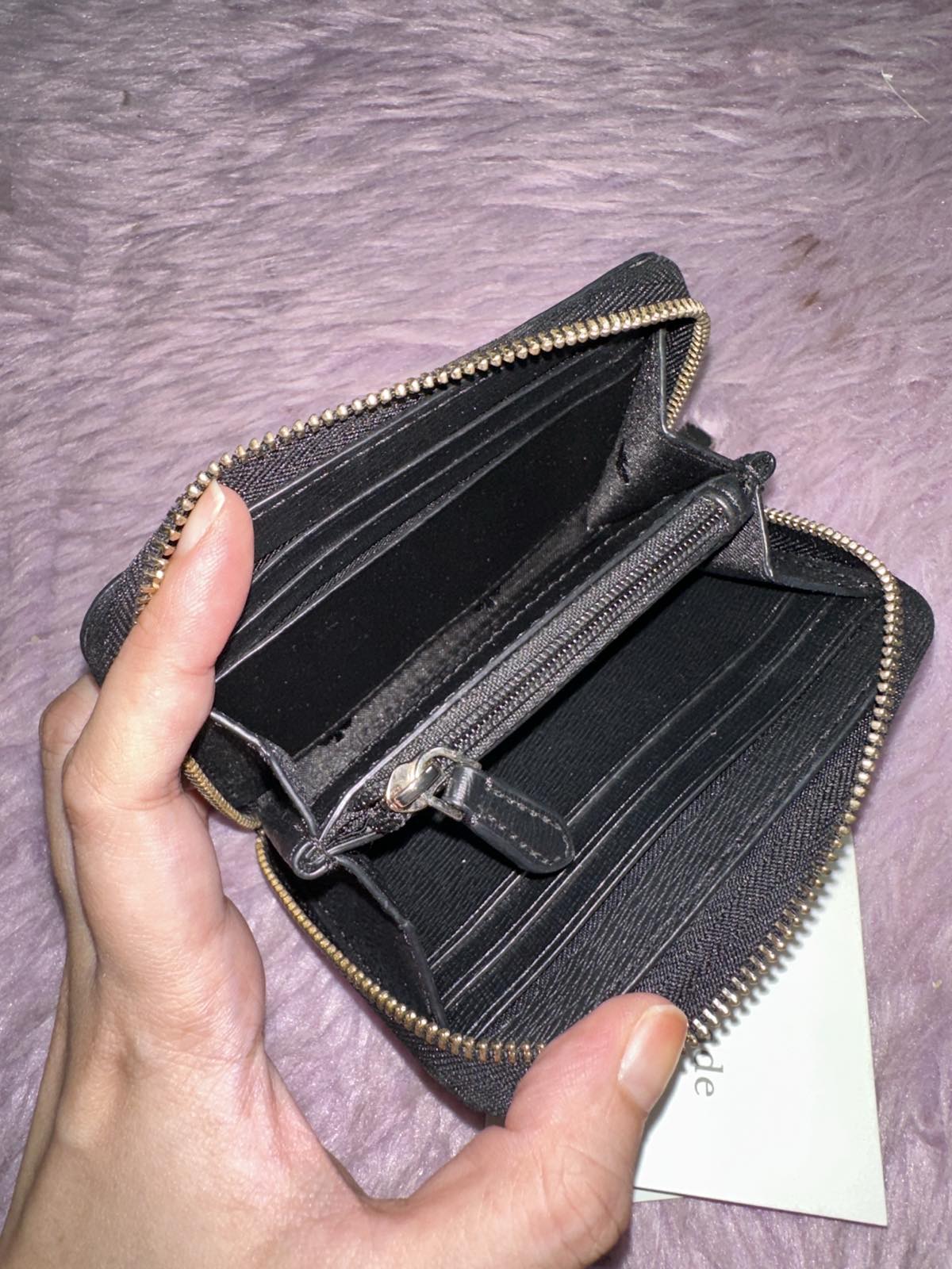 ORIG Preloved Kate Spade KS Darcy Small Zip Card Case Small Coin Card Wallet Black/White