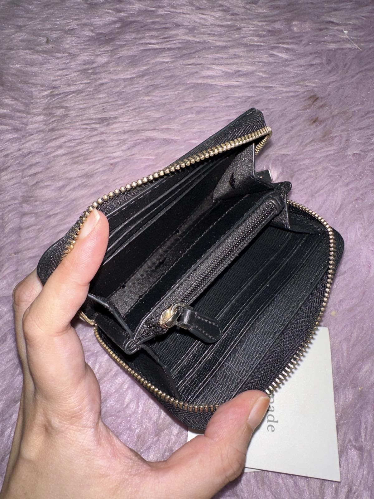 ORIG Preloved Kate Spade KS Darcy Small Zip Card Case Small Coin Card Wallet Black/White