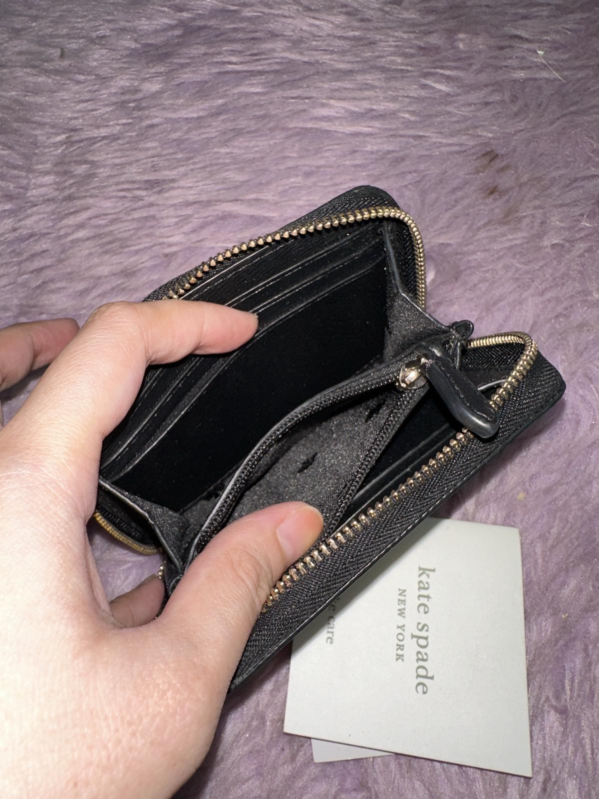 ORIG Preloved Kate Spade KS Darcy Small Zip Card Case Small Coin Card Wallet Black/White